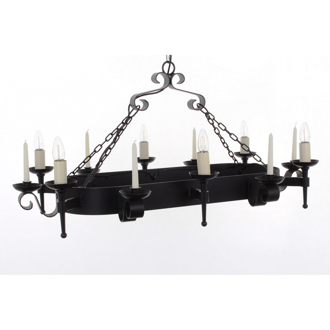 Impex Lighting SMRR00006C/MBLK Refectory 6 Light /6 Candle Oblong Pendant Matt Black