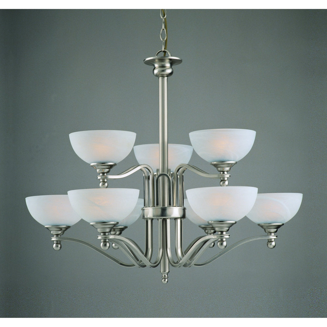 Impex Lighting PG00532/3+6 Texas 9 Light Pendant Satin Nickel White Alabaster