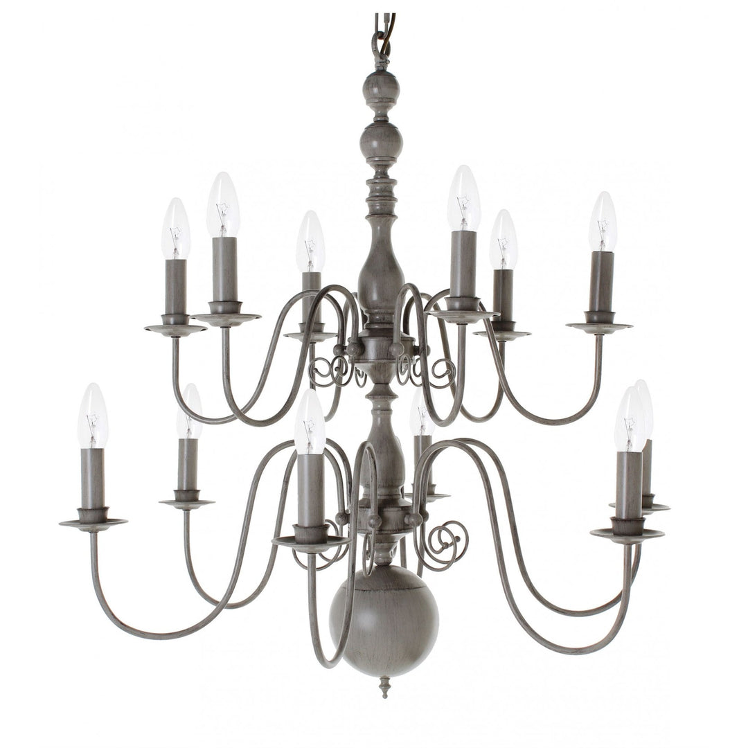 Impex Lighting PG05579/12/GRY Bologna Flemish (6+6) 12 Light Chandelier Grey