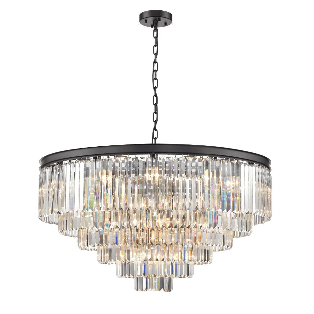 Franklite FL2413-30 Perdita 30 Light Pendant Black Crystal