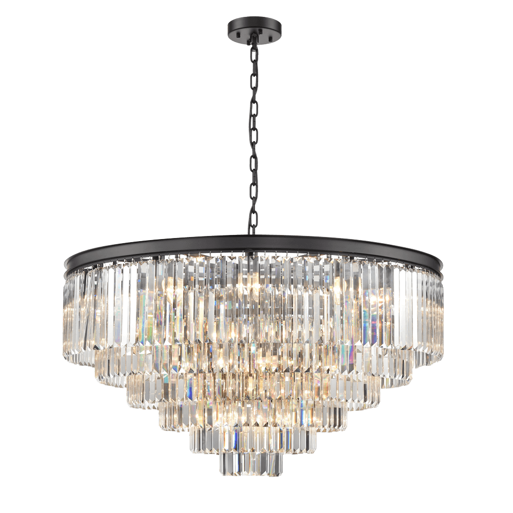 Fran Lighting F2413-30 Perdita 30 Light Pendant Black Crystal