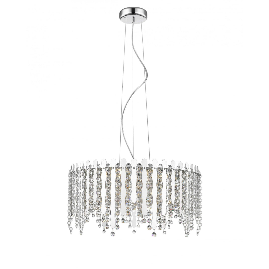 Impex LED2105/06/CH Belize 6 Light LED Pendant Chrome Crystal