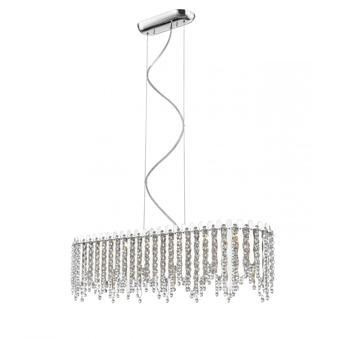 Impex LED2105/06/OBL/CH Belize 6 Light LED Oblong Pendant Chrome Crystal