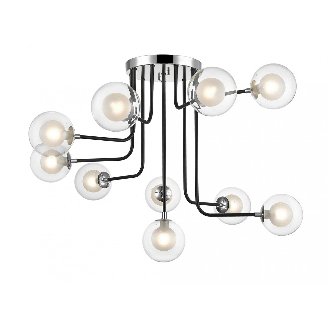 Impex PGH1806/10/CH/MBLK Remy 10 Light Ceiling Light Chrome Black