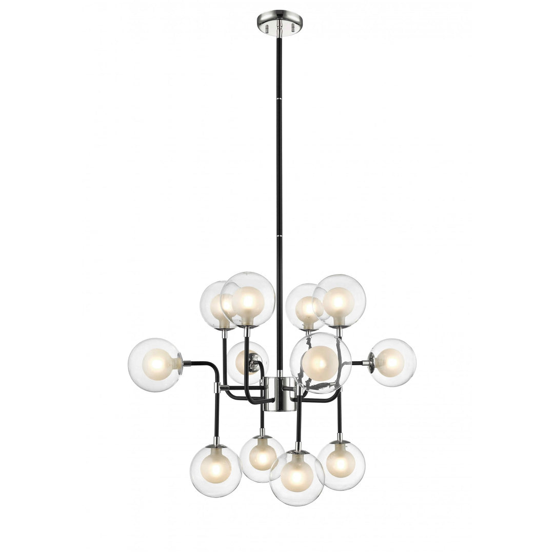 Impex PGH1806/12/CH/MBLK Remy 12 Light Ceiling Light Chrome Black