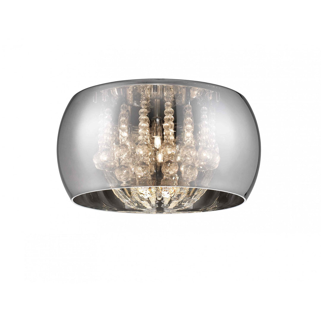 Impex CFH606091/06A/PL/CH Deni 6 Light Flush Ceiling Light Chrome Crystal