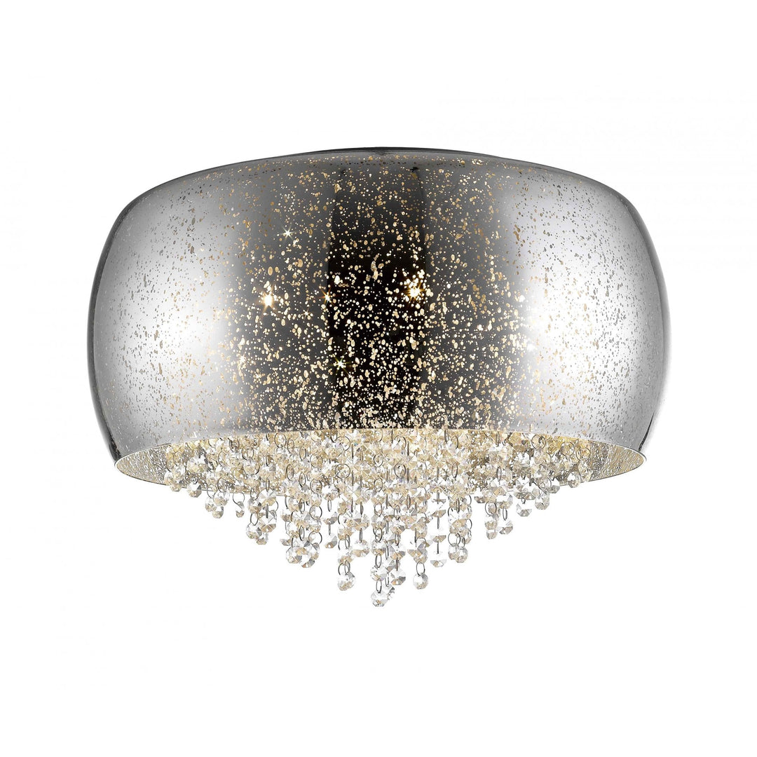 Impex PGH1802/05/PL/CH Luna 5 Light Flush Ceiling Light Chrome Crystal