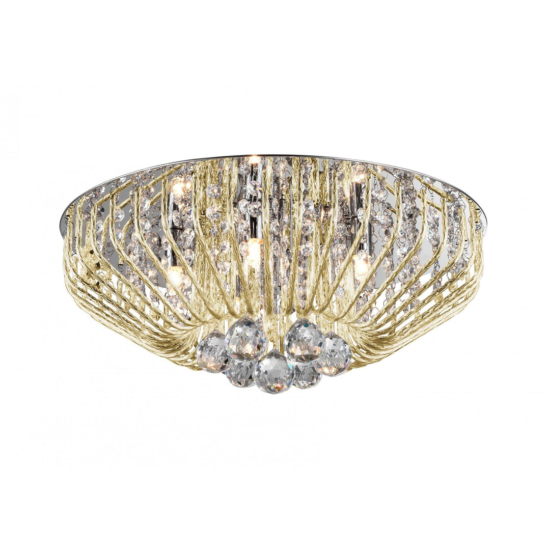 Impex CFH508052/05/PL/G Carlo 5 Light Flush Ceiling Light Gold Crystal