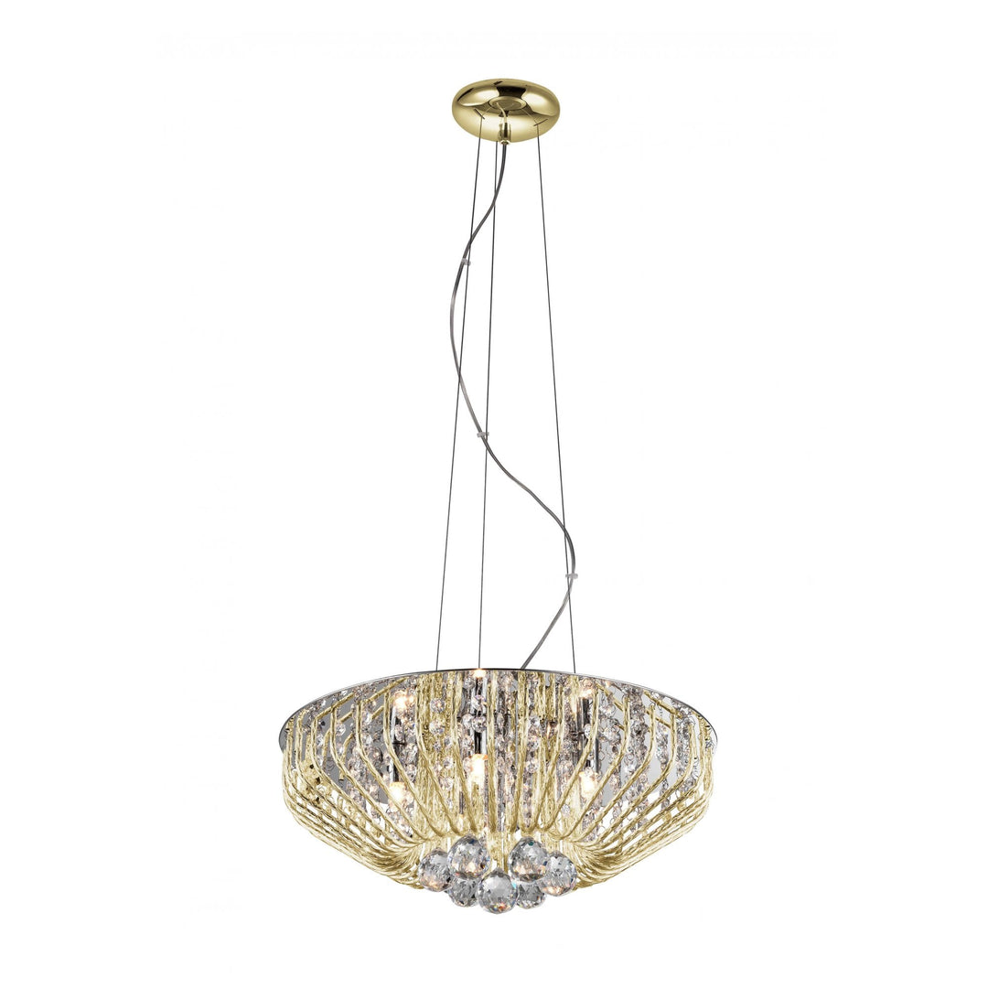 Impex CFH508052/06/G Carlo 6 Light Pendant Gold Crystal