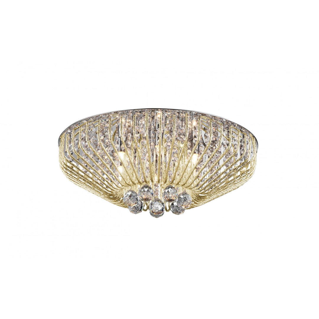 Impex CFH508052/06/PL/G | Carlo 6 Light Flush Ceiling | Gold Crystal
