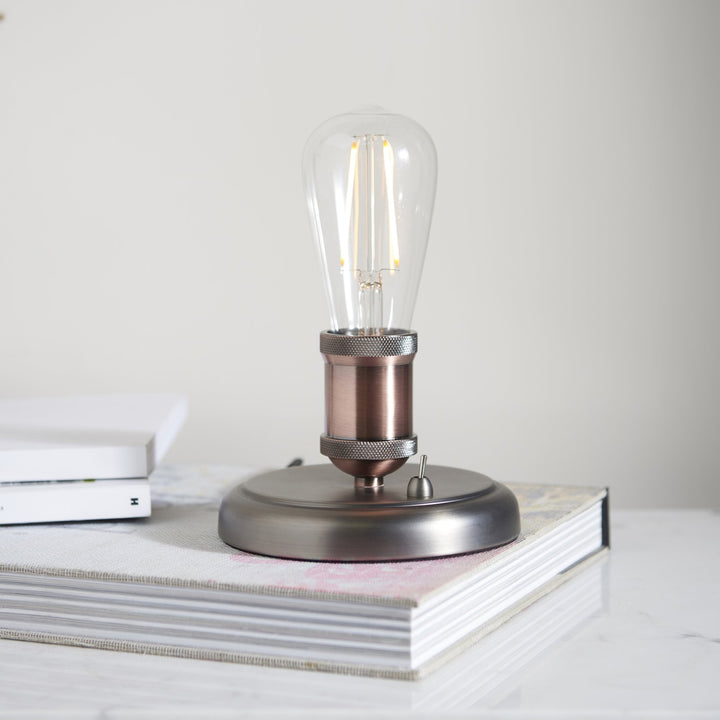Endon 76355 Hal 1 Light Table Lamp Pewter Copper