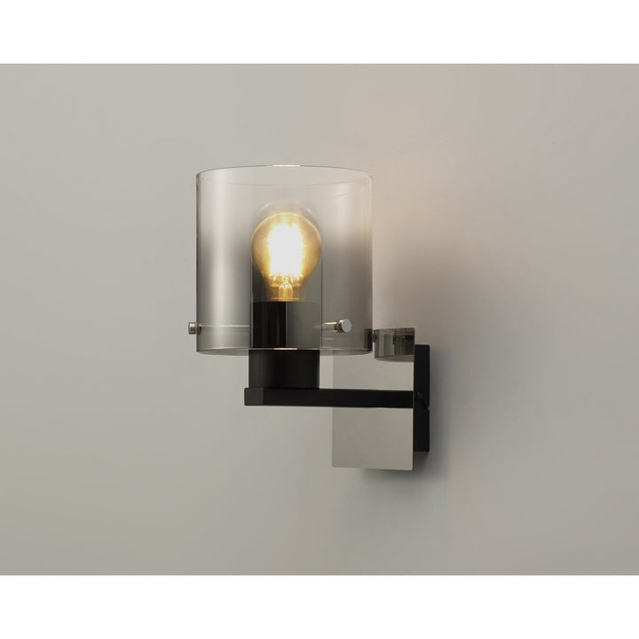 Nelson Lighting NL76799 | Blade Wall Lamp | Black & Smoke Fade Glass