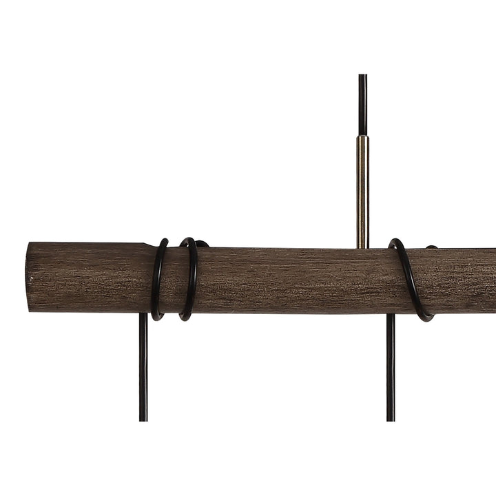 Nelson Lighting NL77469 Tuba Bar Pendant 4 Light Medium Oak/Antique Brass