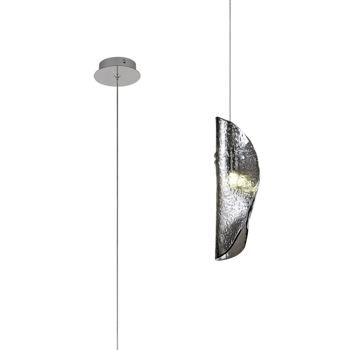 Nelson Lighting NL81919 Wish Pendant 1 Light Polished Chrome/Smoked Glass