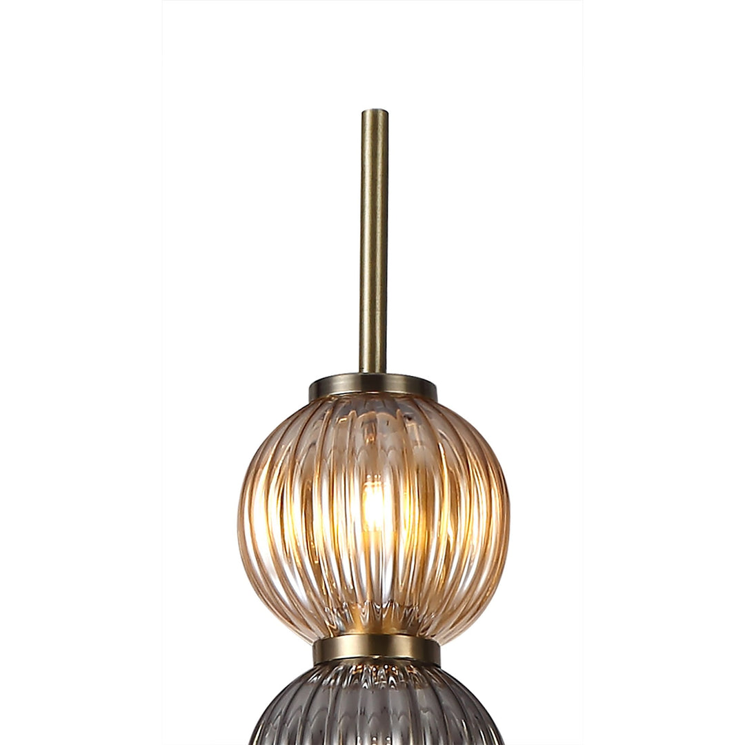 Nelson Lighting NL82199 Farro 3 Light Floor Lamp Antique Brass/Smoked & Amber Glass