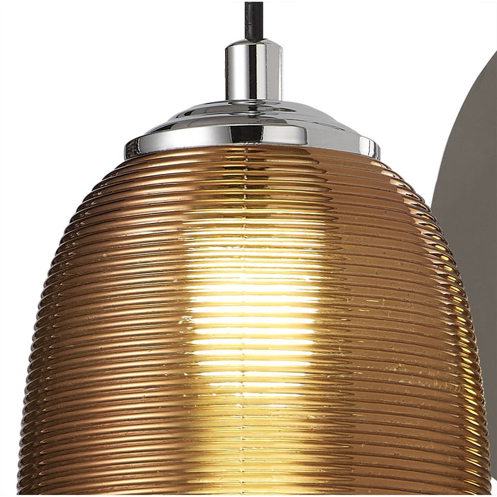 Nelson Lighting NL82229 Barter LED Switched Wall Lamp Polished Chrome/Black With Copper Glass
