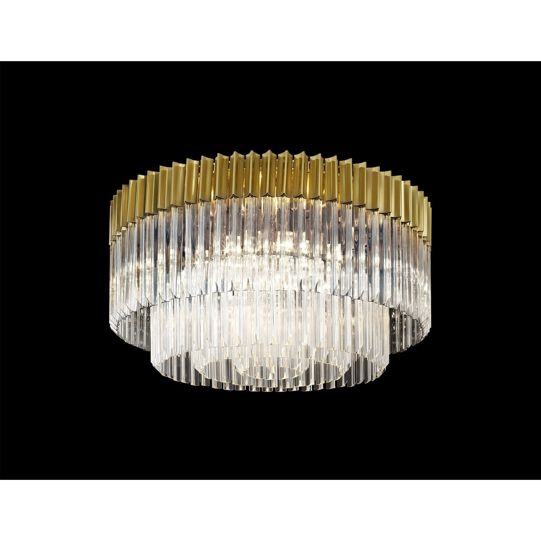 Nelson Lighting NL82299 Kobra Ceiling Round 12 Light Brass/Clear Glass