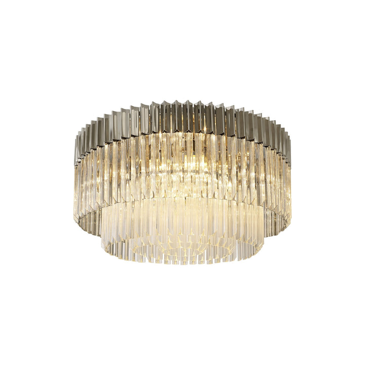 Nelson Lighting NL82429 Kobra Ceiling Round 12 Light Polished Nickel/Clear Glass