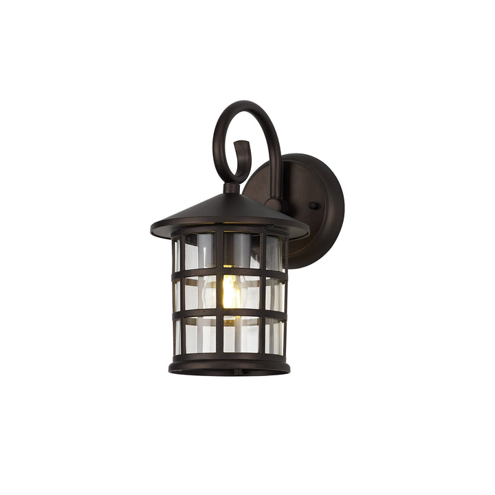 Nelson Lighting NL82499 Guard Outdoor Down Round Grid Wall Lamp Antique Bronze