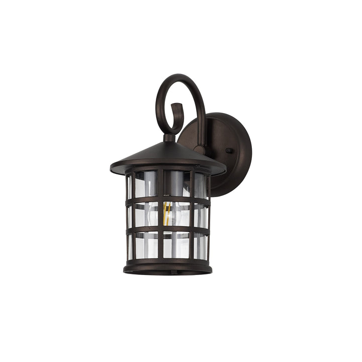 Nelson Lighting NL82499 Guard Outdoor Down Round Grid Wall Lamp Antique Bronze