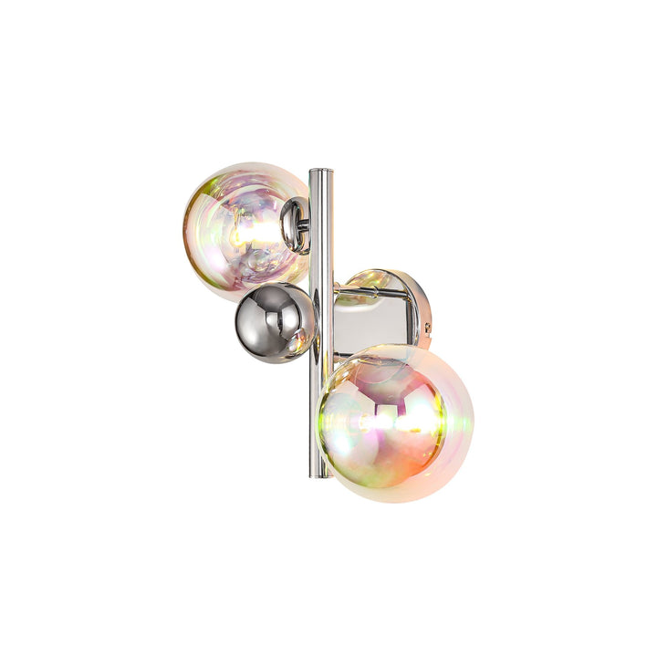 Nelson Lighting NL82549 | Regent Wall Lamp | Polished Chrome with Iridescent Glass | 2 Light