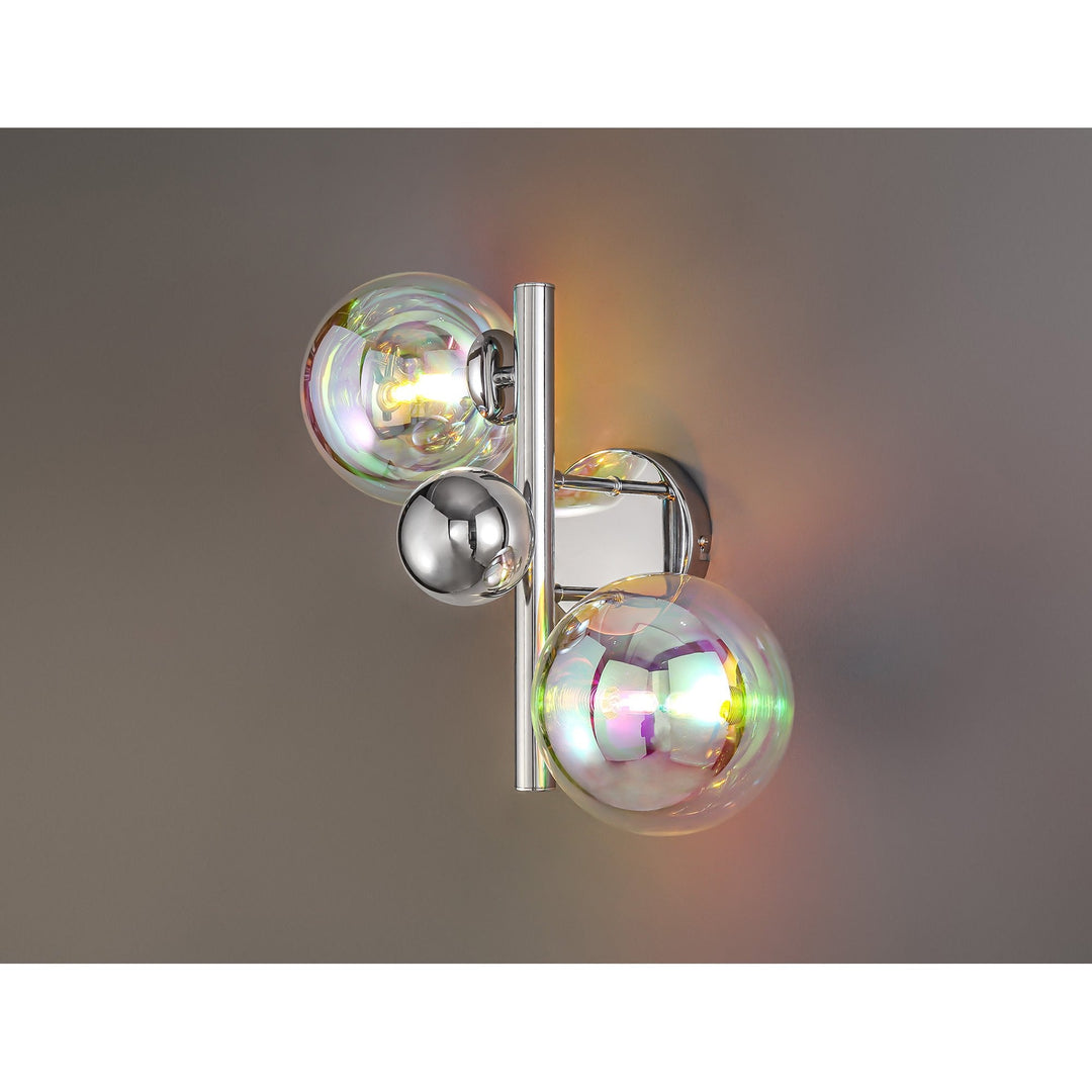 Nelson Lighting NL82549 | Regent Wall Lamp | Polished Chrome with Iridescent Glass | 2 Light