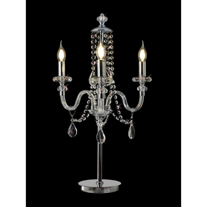 Nelson Lighting NL82579 Glastonbury Table Lamp 3 Light Polished Chrome/Clear Glass/Crystal
