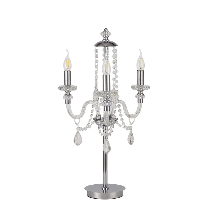 Nelson Lighting NL82579 Glastonbury Table Lamp 3 Light Polished Chrome/Clear Glass/Crystal