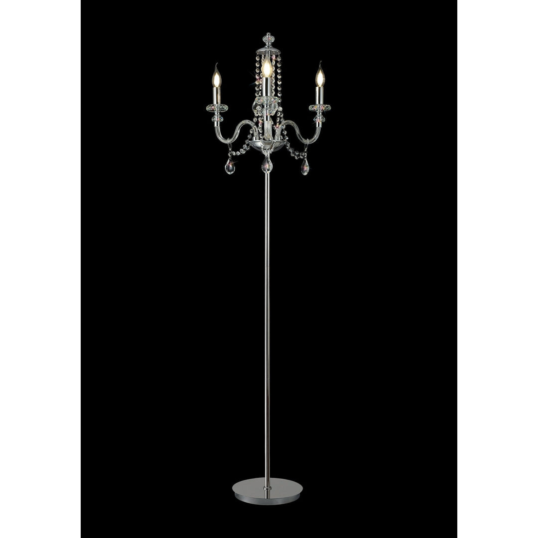 Nelson Lighting NL82599 Glastonbury Floor Lamp 3 Light Polished Chrome/Clear Glass/Crystal