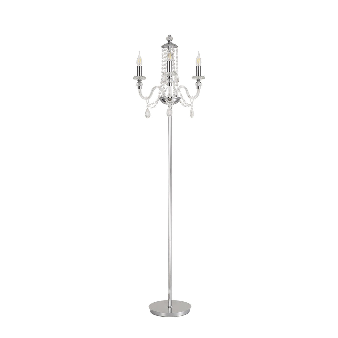 Nelson Lighting NL82599 Glastonbury Floor Lamp 3 Light Polished Chrome/Clear Glass/Crystal