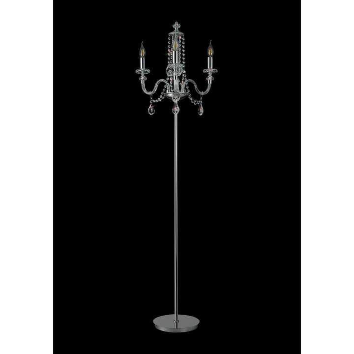 Nelson Lighting NL82599 Glastonbury Floor Lamp 3 Light Polished Chrome/Clear Glass/Crystal