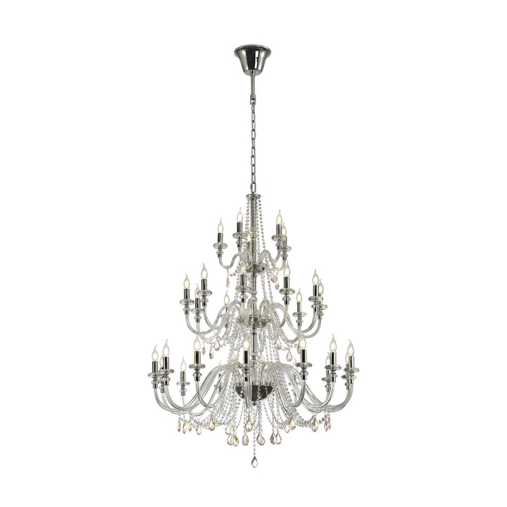 Nelson Lighting NL82609 Glastonbury Chandelier Pendant 29 Light Polished Chrome/Clear Glass/Crystal