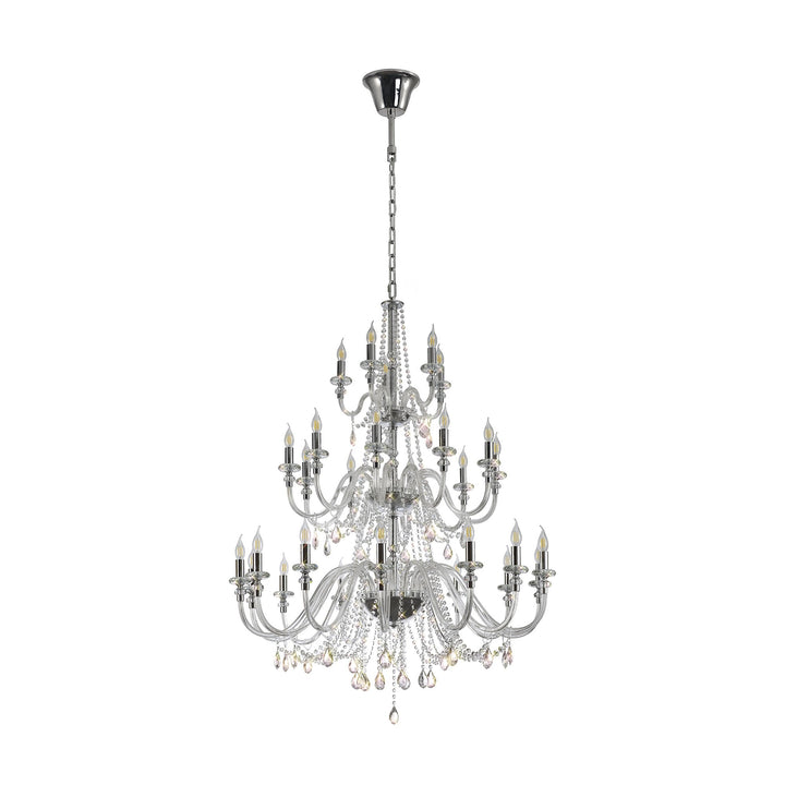 Nelson Lighting NL82609 Glastonbury Chandelier Pendant 29 Light Polished Chrome/Clear Glass/Crystal