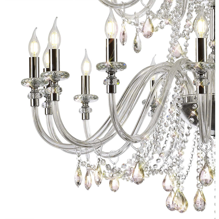 Nelson Lighting NL82609 Glastonbury Chandelier Pendant 29 Light Polished Chrome/Clear Glass/Crystal