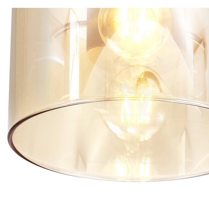 Nelson Lighting NL82649 Blade Round Ceiling Flush Mocha/Amber Glass