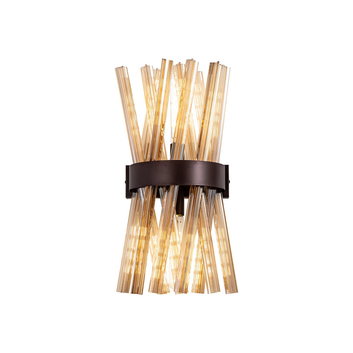 Nelson Lighting NL83649 Clover 2 Light Wall Light Brown Oxide / Champagne Glass