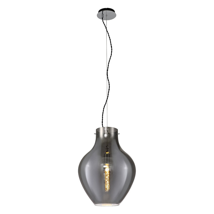 Nelson Lighting NL84169 Zen Pendant 38cm Round Chrome & Smoke