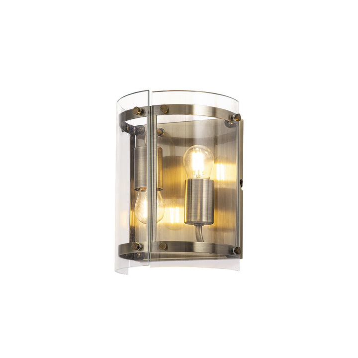 Nelson Lighting NL84339 Prince Wall Light 2 Light Antique Brass