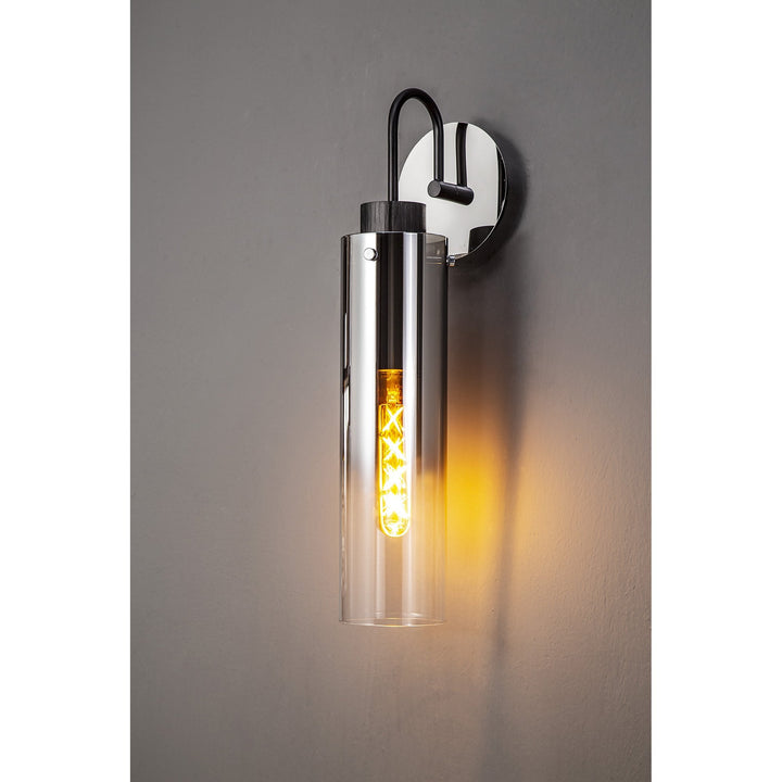 Nelson Lighting NL84879 | Blade Slim Wall Lamp | Black/Smoke Fade Glass