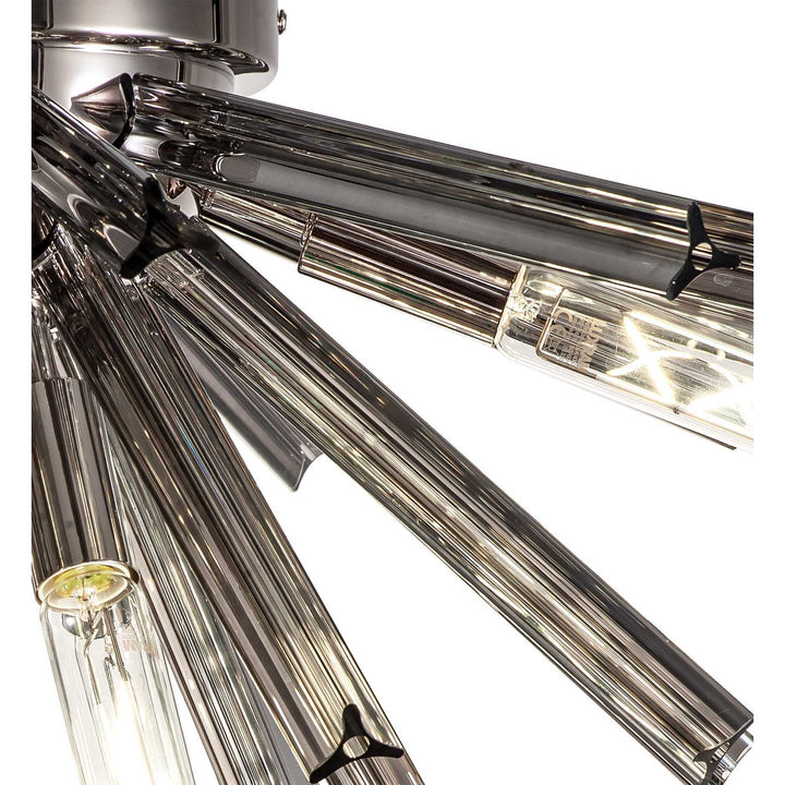 Nelson Lighting NL84989 Clover 6 Light Semi Flush Polished Nickel / Smoke Glass