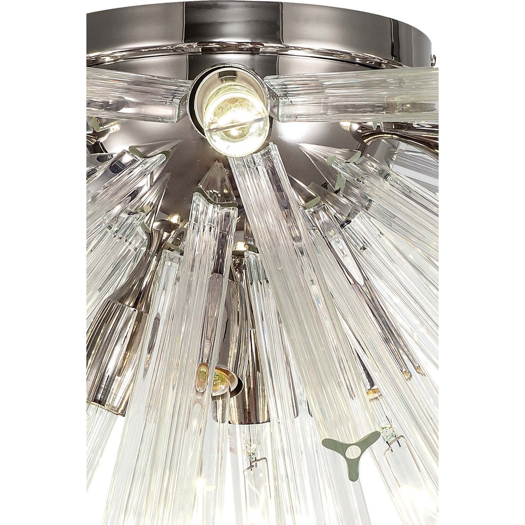Nelson Lighting NL85039 Clover 8 Light Semi Flush Polished Nickel / Clear Glass