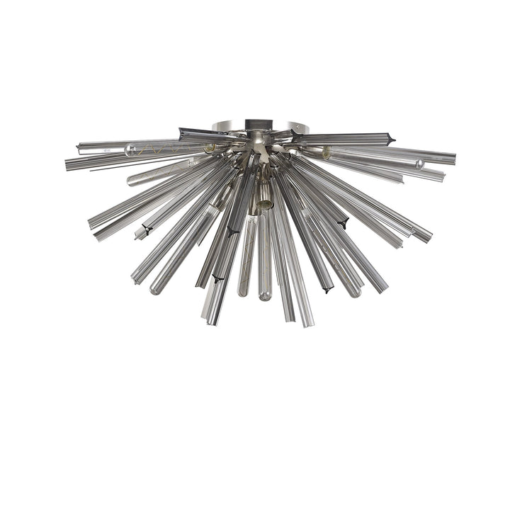 Nelson Lighting NL85049 Clover 8 Light Semi Flush Polished Nickel / Smoke Glass