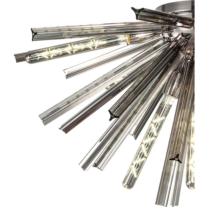 Nelson Lighting NL85049 Clover 8 Light Semi Flush Polished Nickel / Smoke Glass