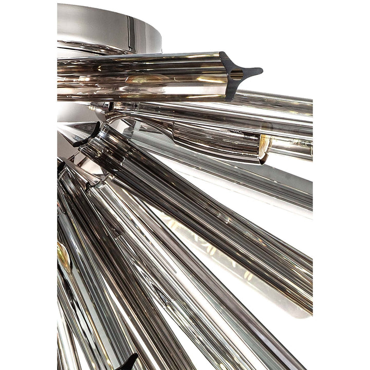 Nelson Lighting NL85049 Clover 8 Light Semi Flush Polished Nickel / Smoke Glass