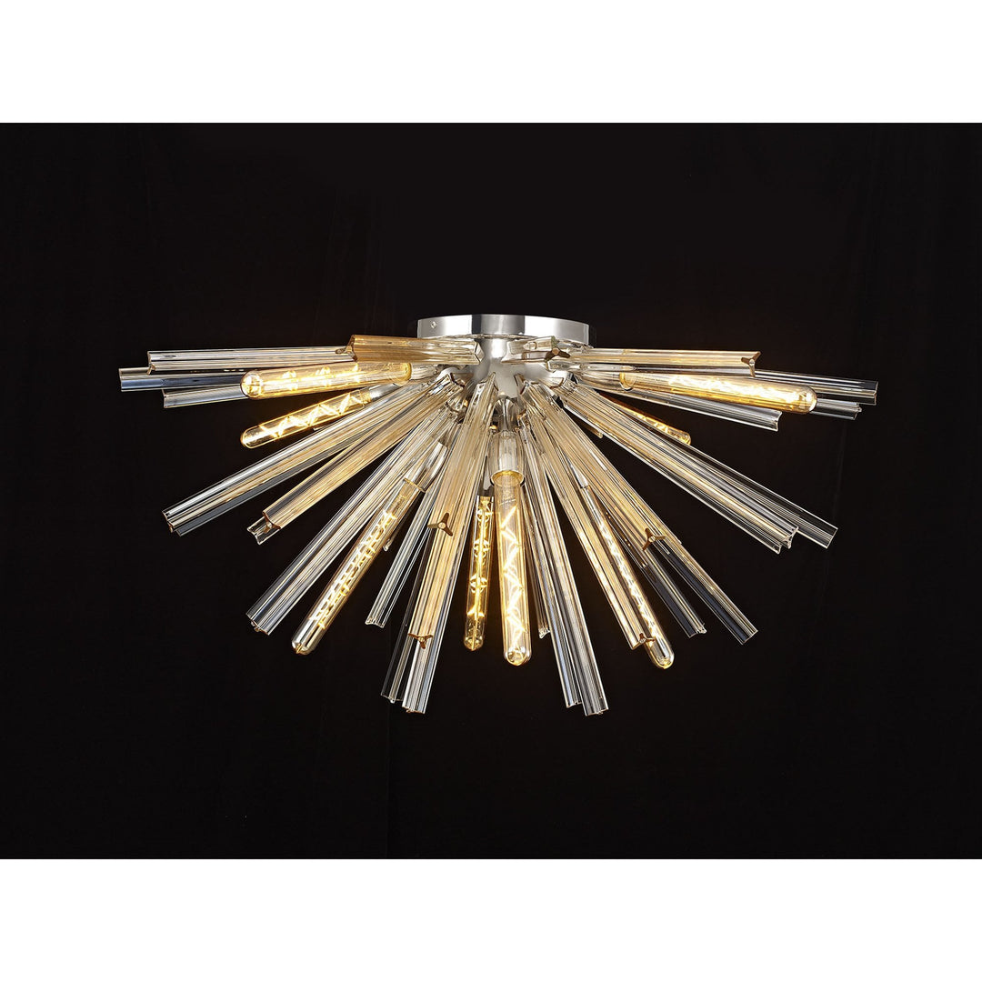 Nelson Lighting NL85059 Clover 8 Light Semi Flush Polished Nickel / Champagne Gold Glass