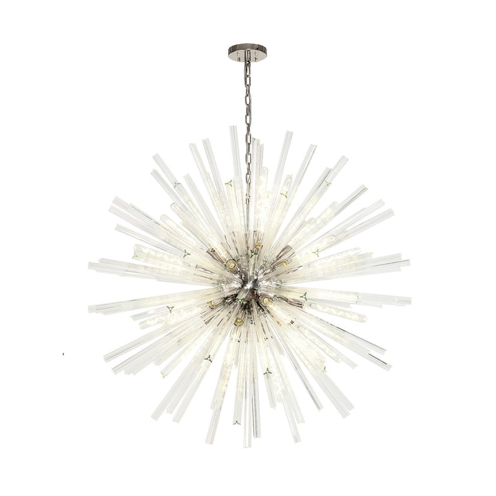 Nelson Lighting NL85219 Clover 32 Light Round Pendant Polished Nickel / Clear Glass