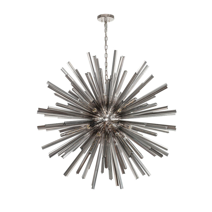 Nelson Lighting NL85229 Clover 32 Light Round Pendant Polished Nickel / Smoke Glass