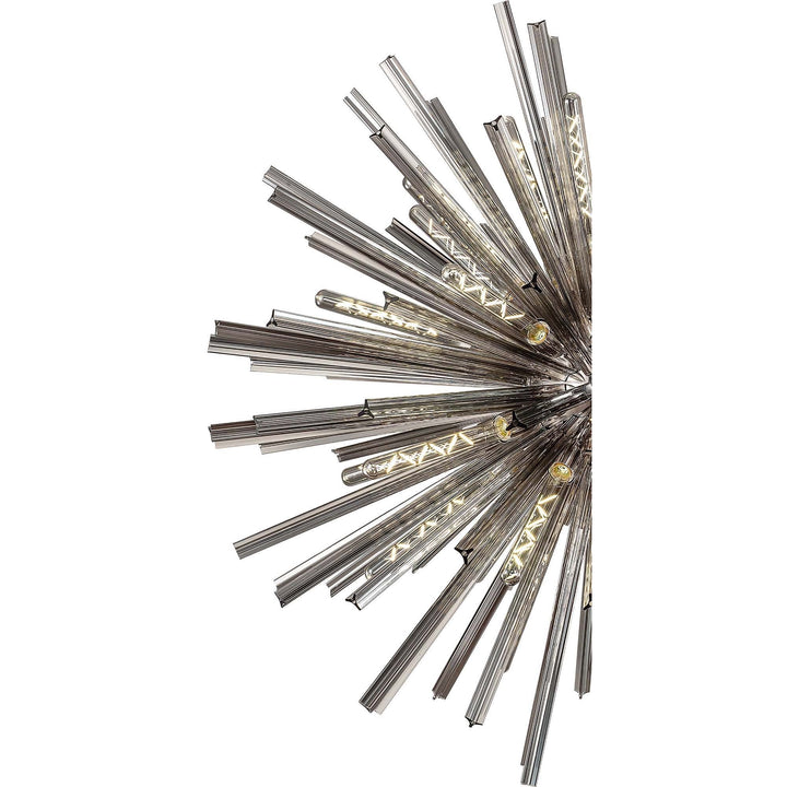 Nelson Lighting NL85229 Clover 32 Light Round Pendant Polished Nickel / Smoke Glass