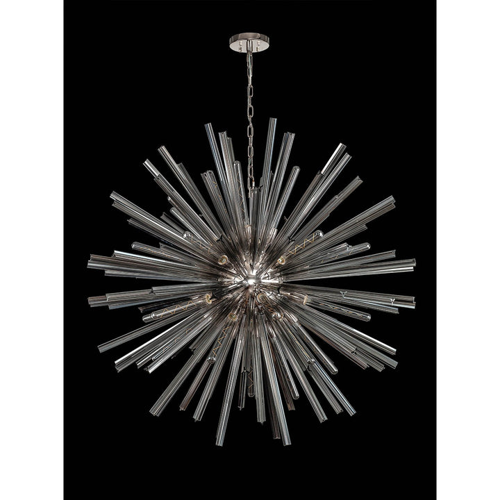 Nelson Lighting NL85229 Clover 32 Light Round Pendant Polished Nickel / Smoke Glass