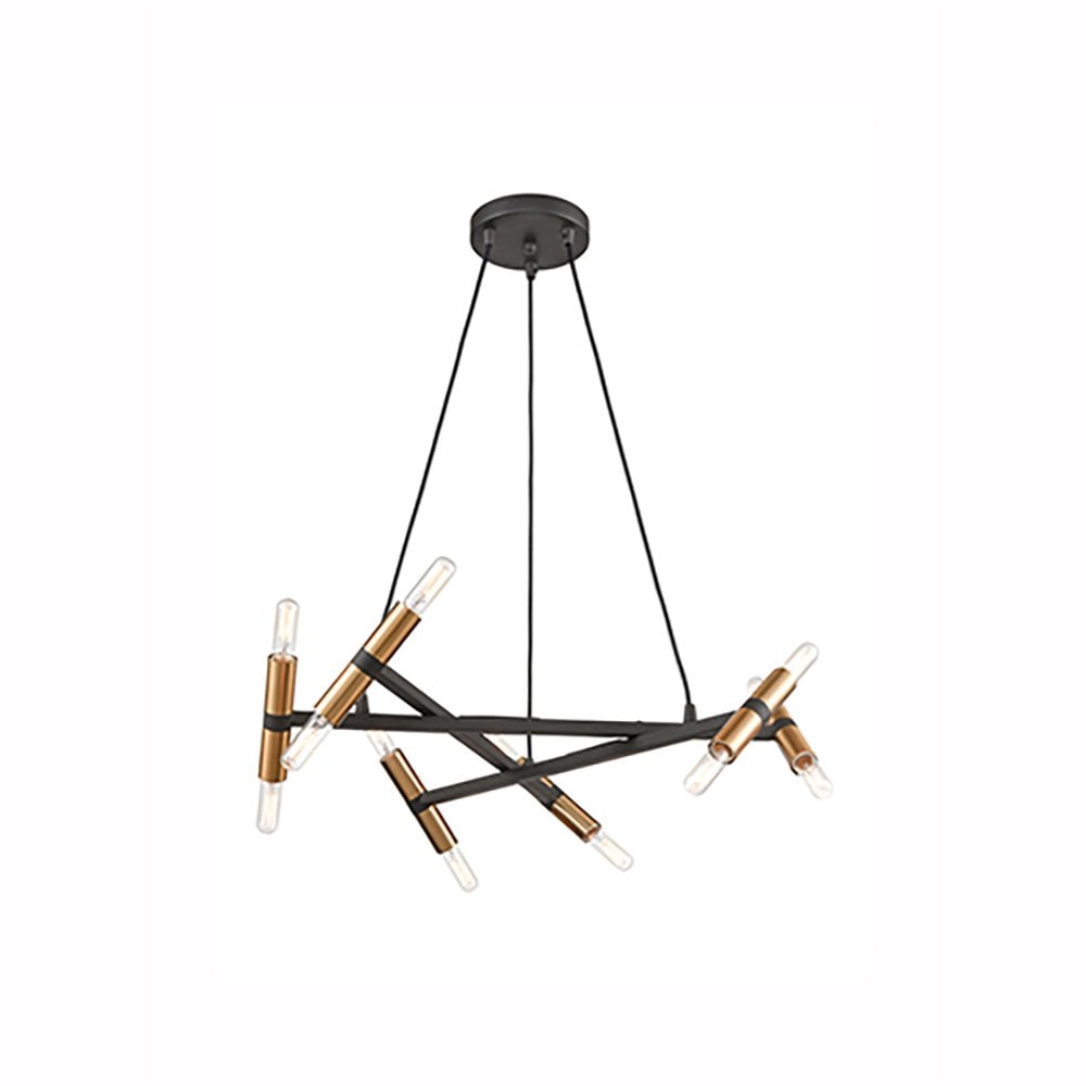 Franklite FL2418-12 Anglit 12 Light Pendant Black Gold